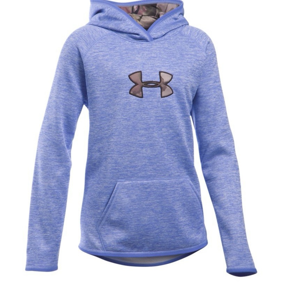 Under Armour Purple hoodie with Camo hood lining Kids Girls Youth Large